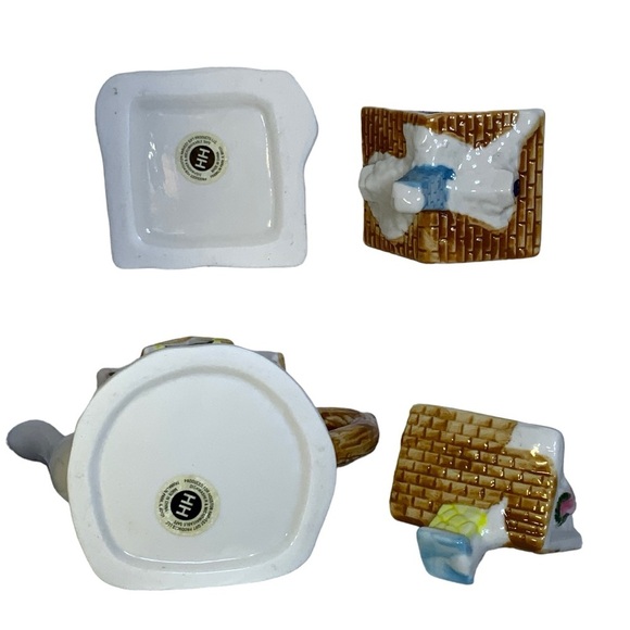 Vintage Cottage Teapot Bag Holder Canister Creamer Sugar Bowl Serving Set 2 Pc - Picture 3 of 16
